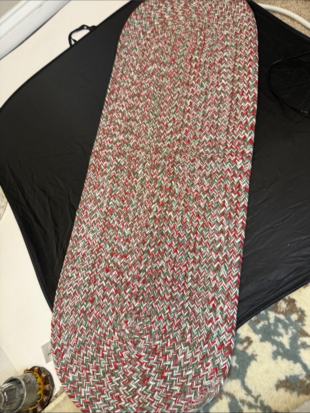 Woven Chevron Table Runner in Red, Green & White Xmas vibes
